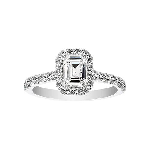 Emerald Cut Diamond Halo Ring